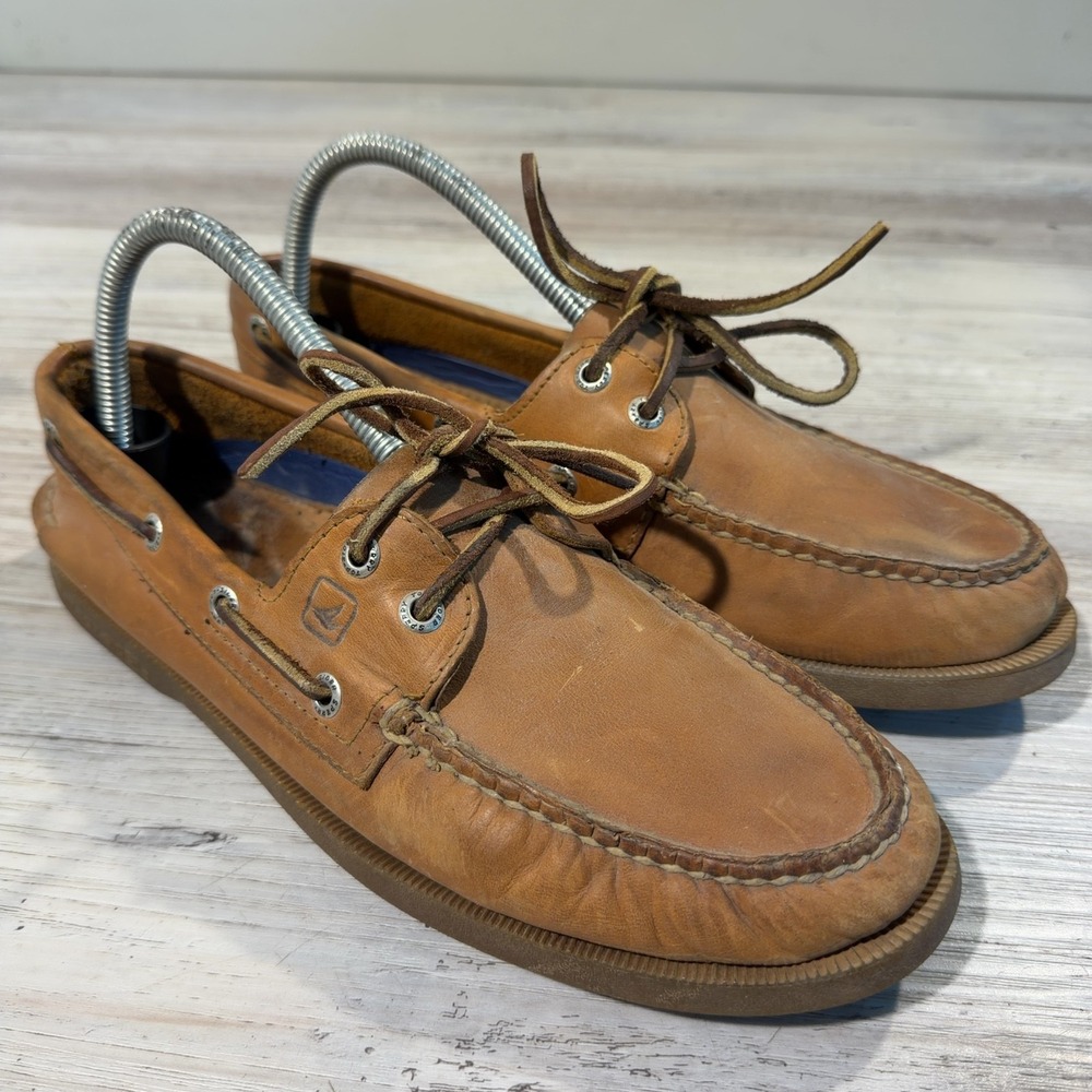 Sperry Top-Sider Mens 8.5M Tan Leather Boat Shoes Authentic Original 0197640